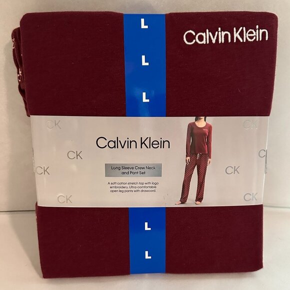 New Calvin Klein Women's Pajama Set Size L Porto Red Laungewear Cottagecore Cozy - Picture 15 of 16